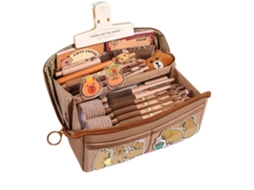 Estojo De Papelaria Capybara – Grande Com Bolsa Organizadora Para Canetas, Adesivos, Clips E Mais,