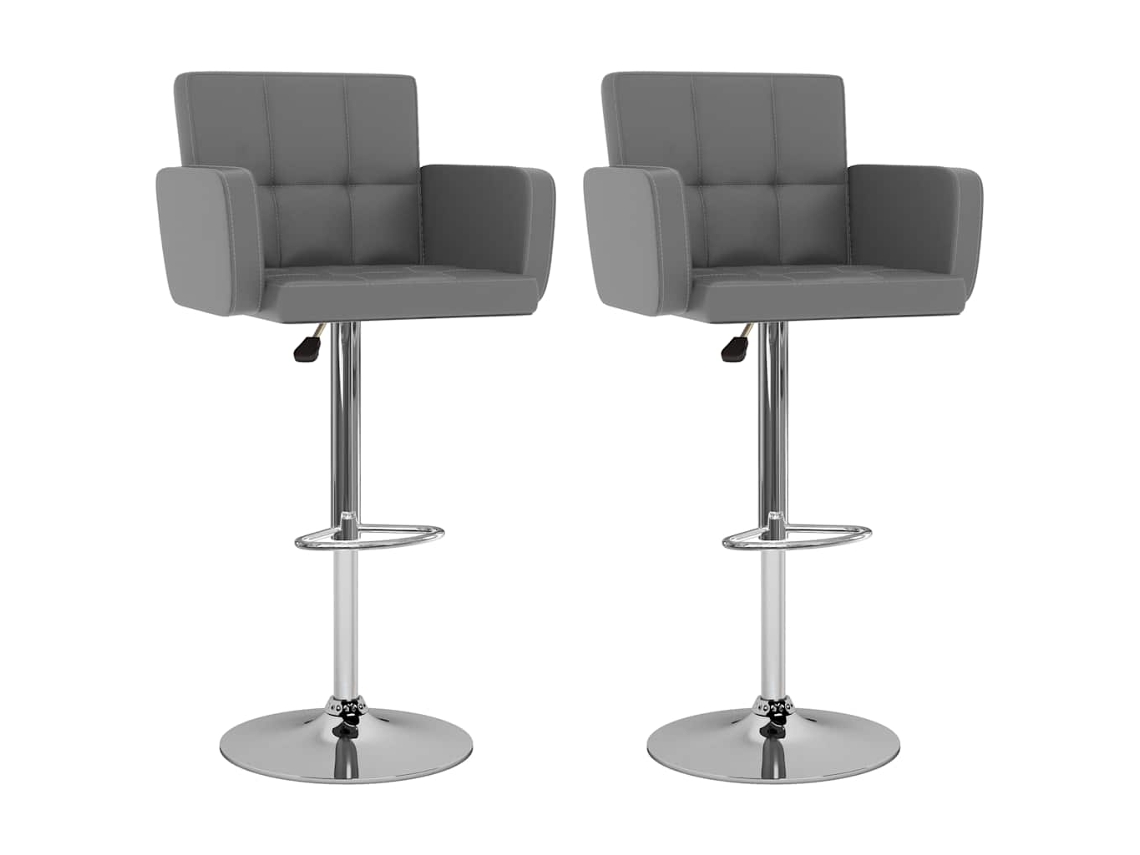 Vidaxl Bancos De Bar 2 Pcs Couro Artificial Cinzento