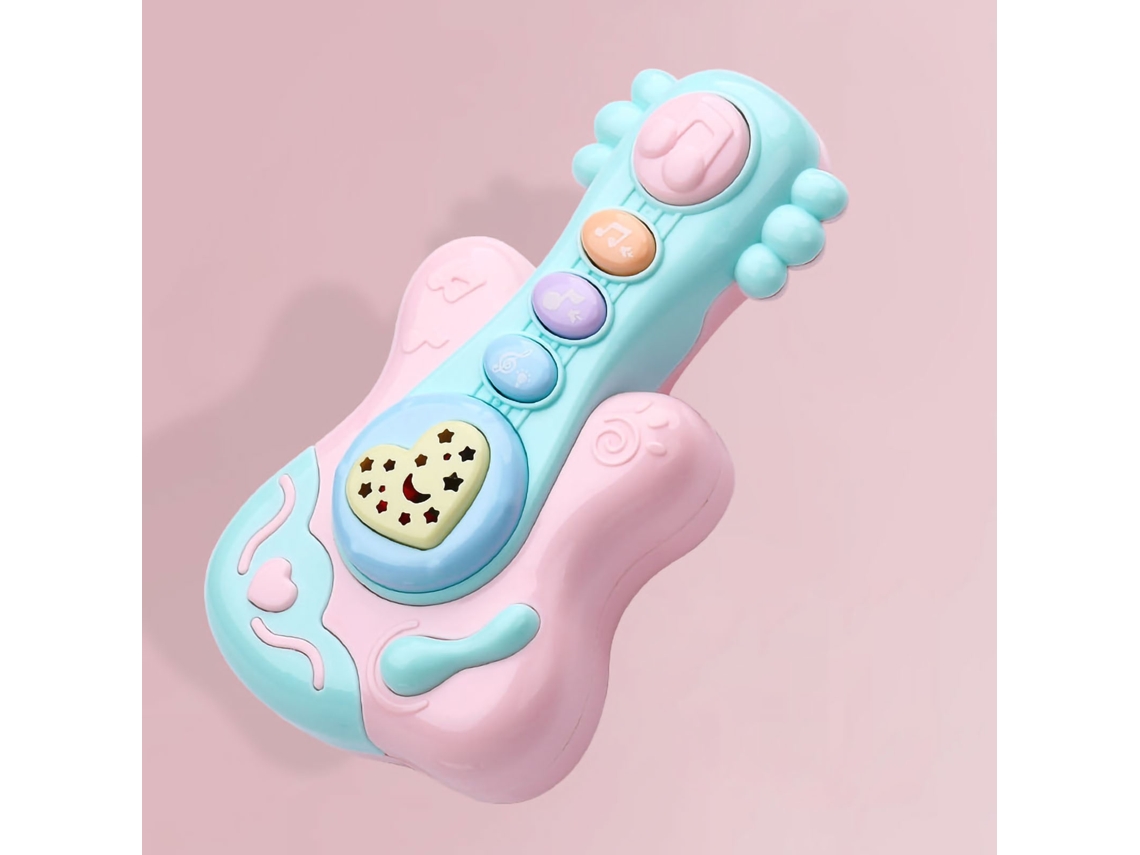 Instrumento Musical Bebê Guitarra Rosa Multifuncional Educativo Pré-escolar Para Crianças Pequenas E Bebês
