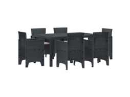 Vidaxl Conjunto De Jantar Para Jardim 7 Pcs Antracite Rattan Polt