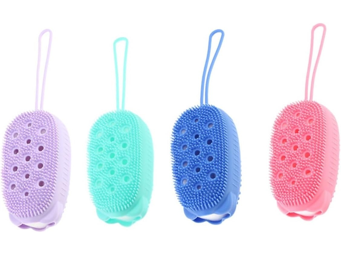 Lurelia Conjunto De 4 Escovas De Banho Para Bebé, Silicone Macio, Dupla Face E Com Argola