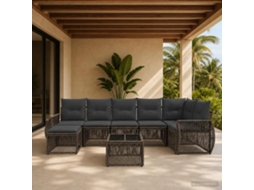 Vidaxl Conjunto De Sofá De Jardim 8 Unid. Cinza E Cinza Escuro Vime Pe