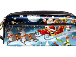 Estojo Organizador De Lápis Natalino Com Estampa Do Papai Noel, Grande Capacidade, Ideal Escola, Adolescentes