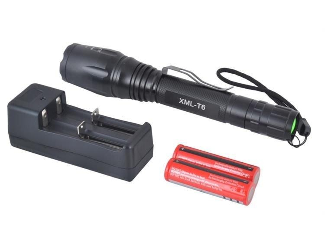 Lanterna Led Cree Xml T6 2 Pilhas Carregador Preta Aquaforge