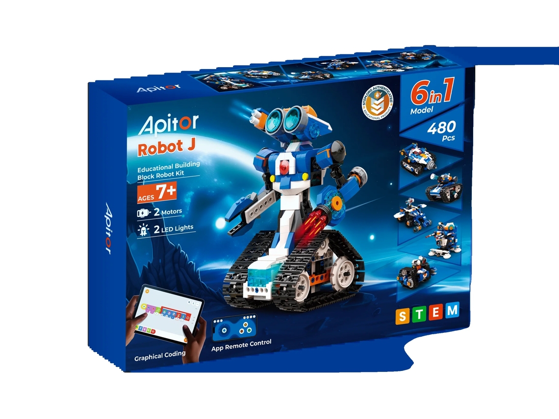 Kit De Construção De Robô Stem, Modelos De Montagem 6 Em 1, Codificação Interativa, 480 Peças