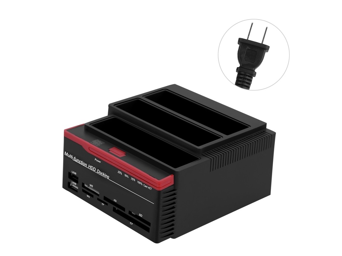 Estação De Acoplamento Usb 3.0 Com Duas Baias Para Discos Rígidos De 2,5/3,5 Polegadas E Clonagem Offline, Dourada Clara (na Imagem).