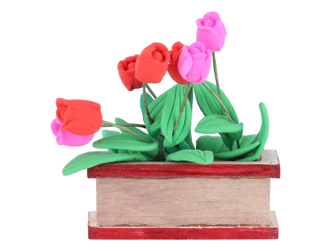 Mali tulipas Miniaturas para Casinha de Bonecas com Base Material Mogno Branco Seguro e Decorativo