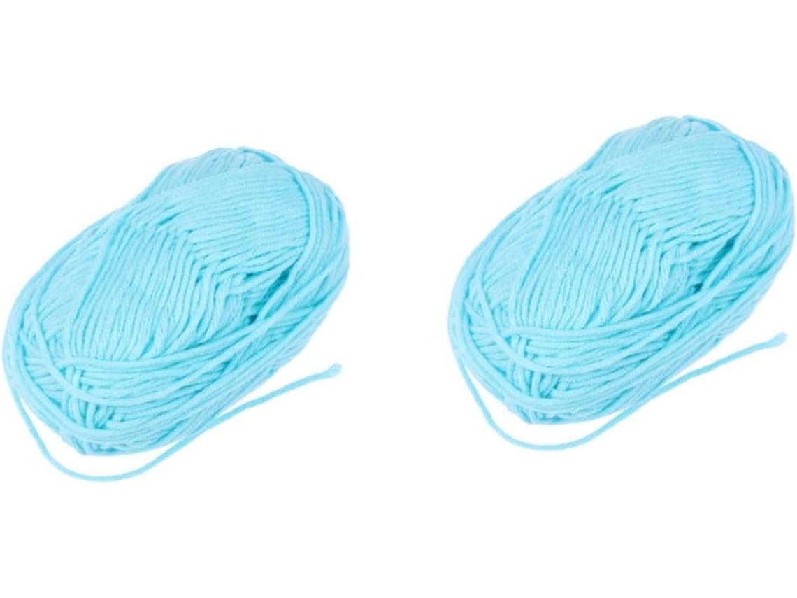 Fio De Algodão, 2 Novelos, Turquesa, Macio Para Cachecóis E Gorros