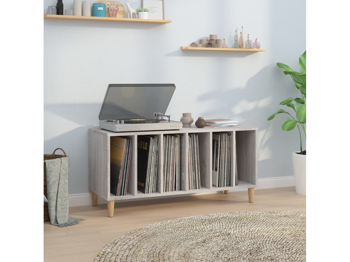 Vidaxl Armário P/ Discos 100x38x48cm Derivados Madeira Cinzento Sonoma