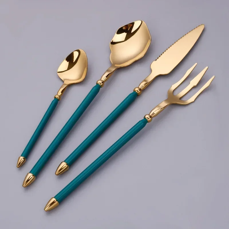 Conjunto de Louça de Alta Qualidade, Aço Inoxidável 304, Estilo Ocidental, Decoração para Casa. MDUG (verde)