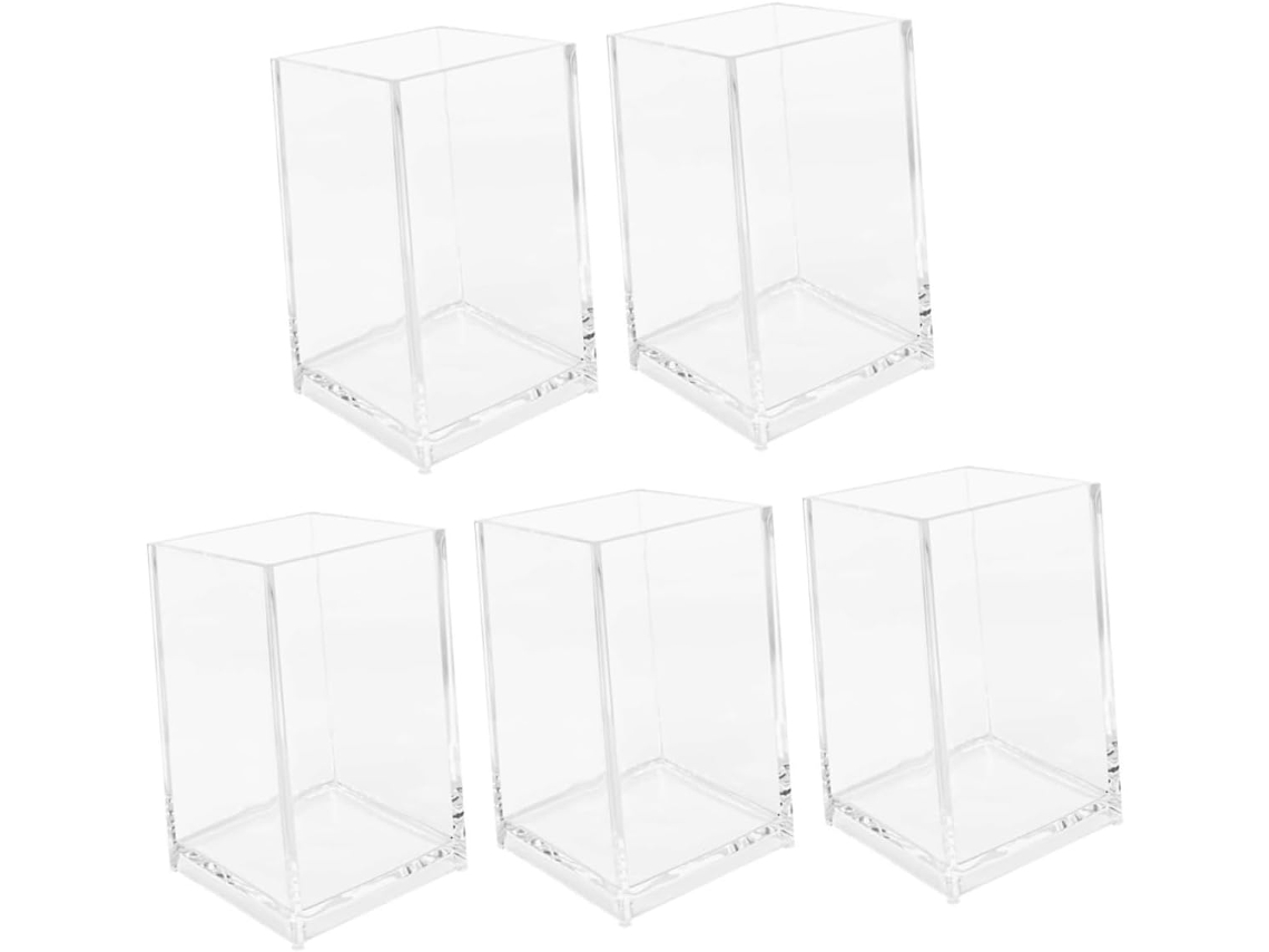 Conjunto De 5 Porta Canetas Em Acrílico Transparente, Organizador De Mesa Para Canetas E Pincéis, Po Gokoco