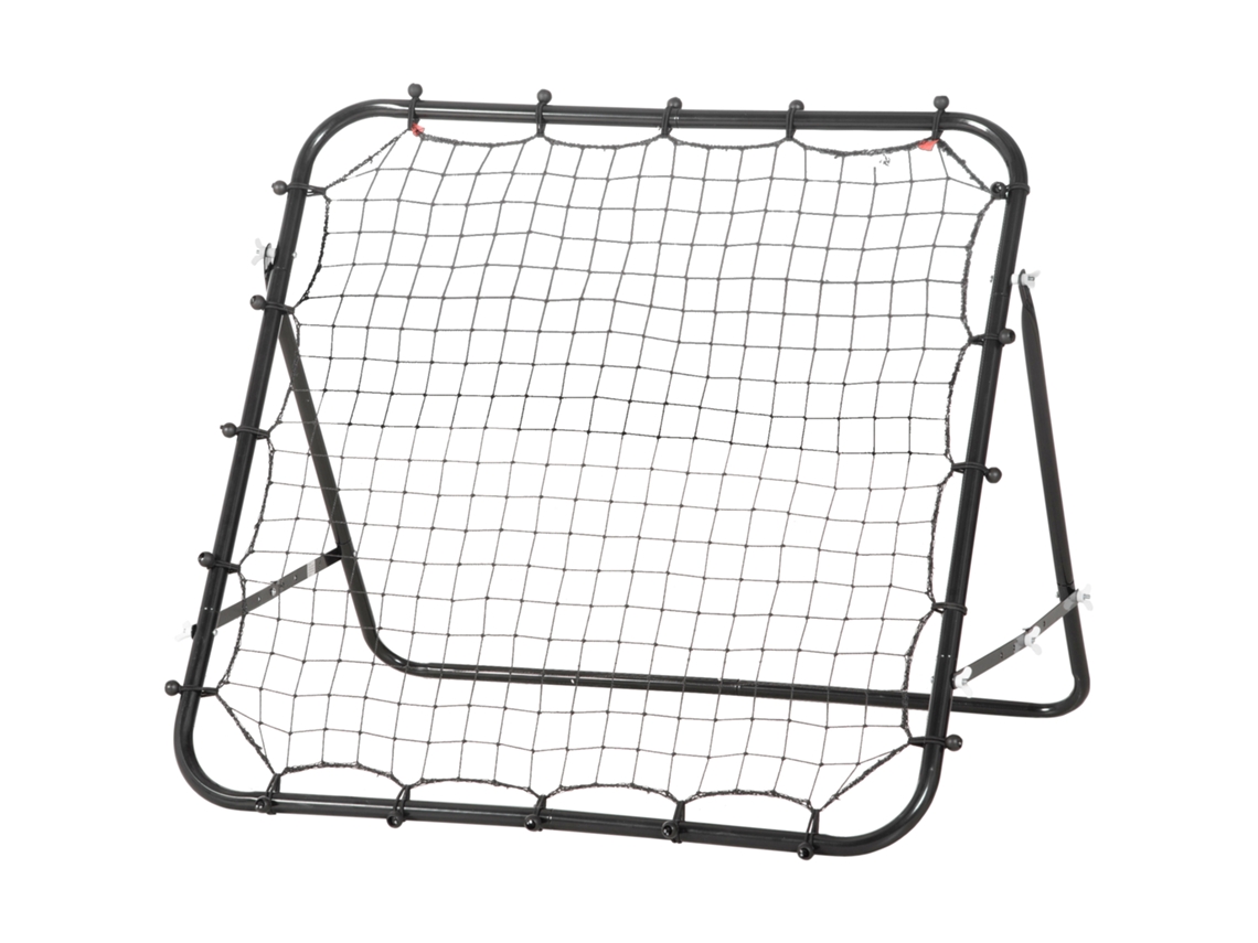 Rede De Rebote De Metal Com Ângulo Ajustável E 20 Cordas Elásticas Para Treinamento De Futebol 96x80x96 Cm Preto