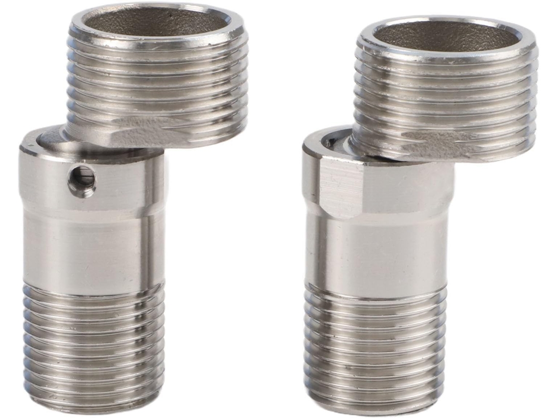 Conjunto de 2 extensores telescópicos para chuveiro, adaptador de parafuso excêntrico ajustável 360° em aço inoxidável.