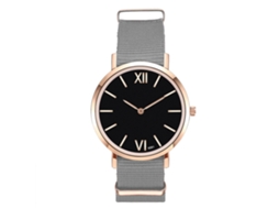Reloj De Cuarzo Unisex De Dial Redondo Con Correa De Nailon Casual Gris