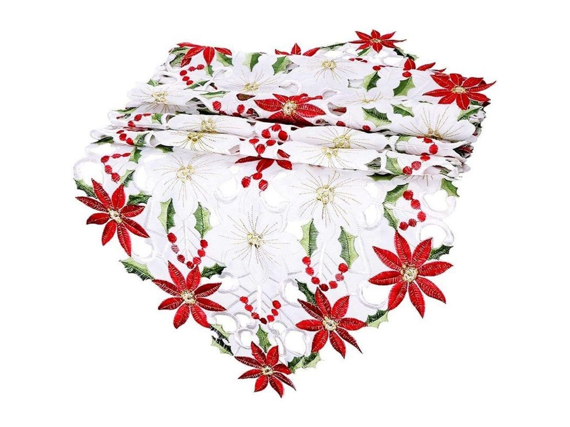 Runner de Mesa Nova Line em Bordado de Natal, para Decoração de Mesa