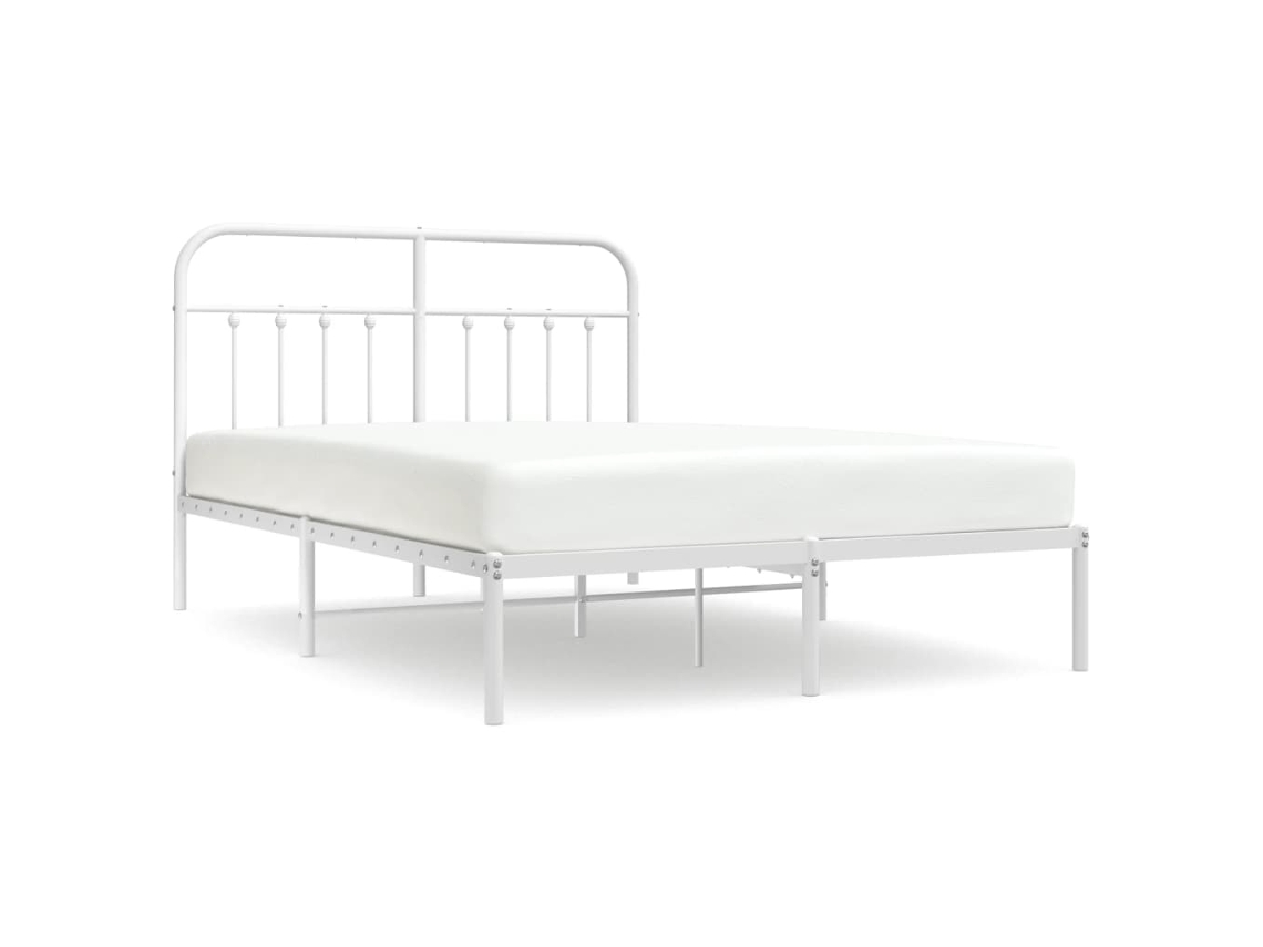 Bed Frame, Bed Frames Vidaxl Branco Aço (150 X 200 Cm)