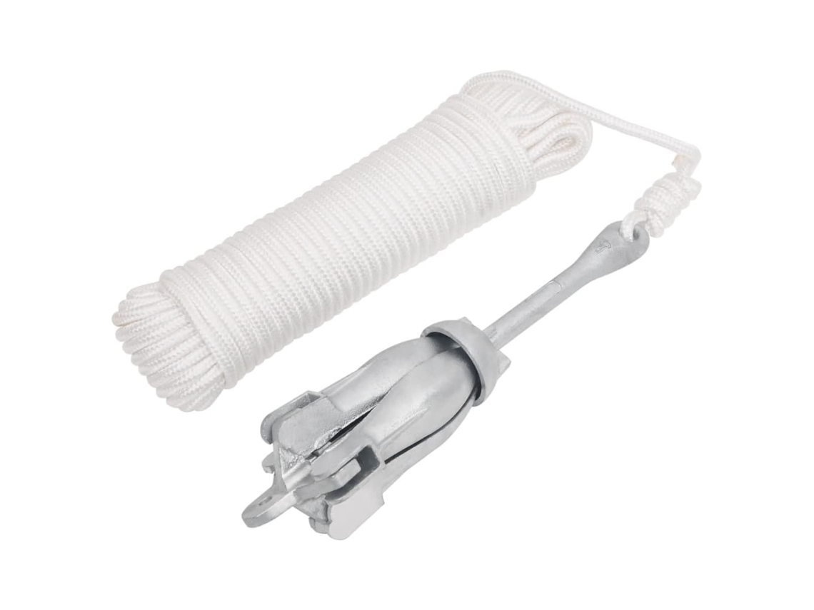 Vidaxl Âncora Dobrável Com Corda 2,5 Kg Ferro Maleável Prateado