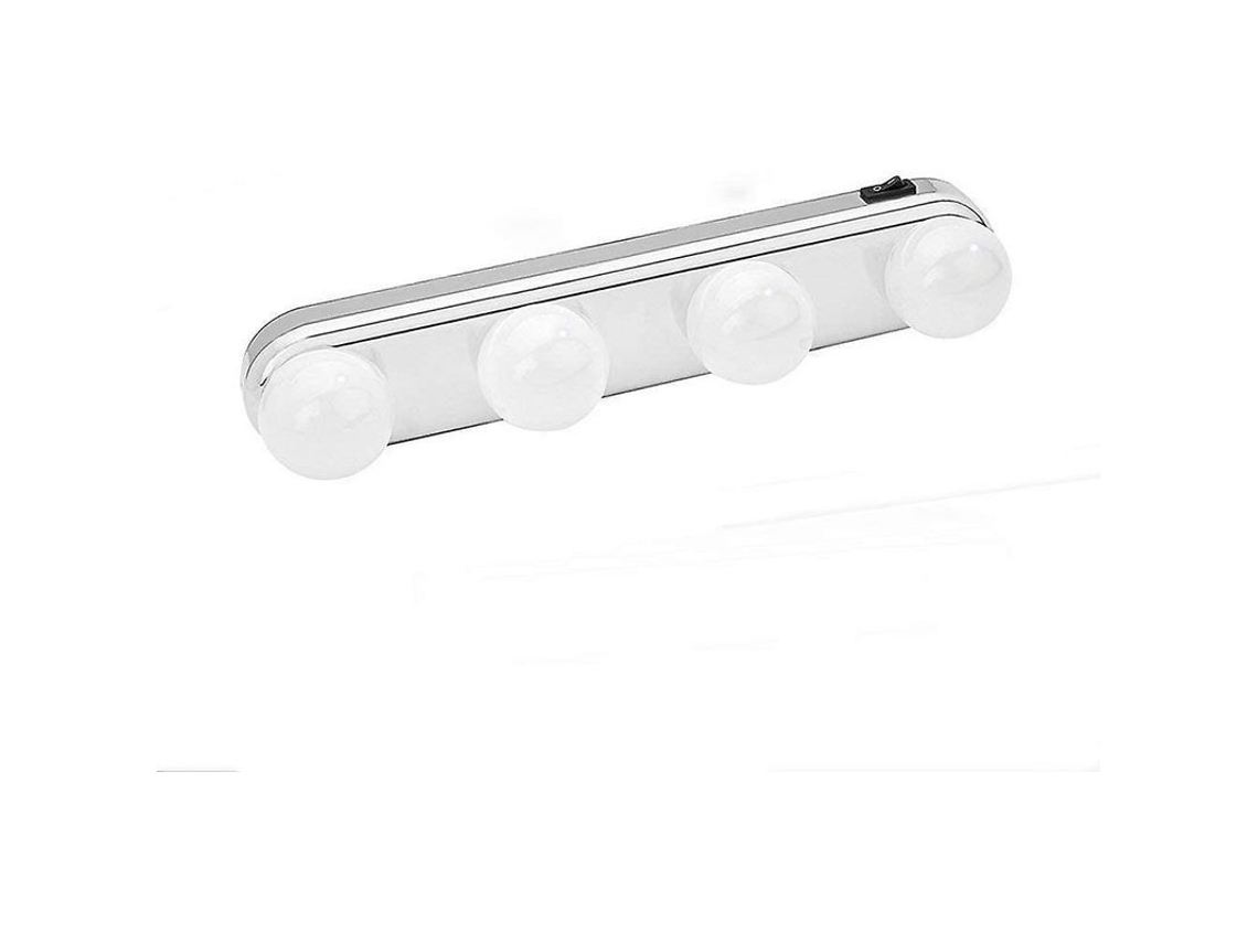 Luz De Espejo De Maquiagem Com 4 Leds, Lâmpada De Parede Sem Fio, Sucção Forte, Portátil, Prata
