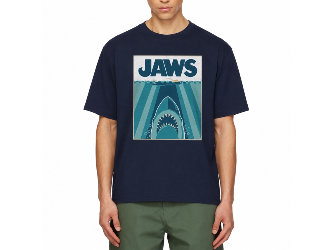 Rockinstone Jaws Movie Jaw5441 Navy Adult T-shirt Size:s