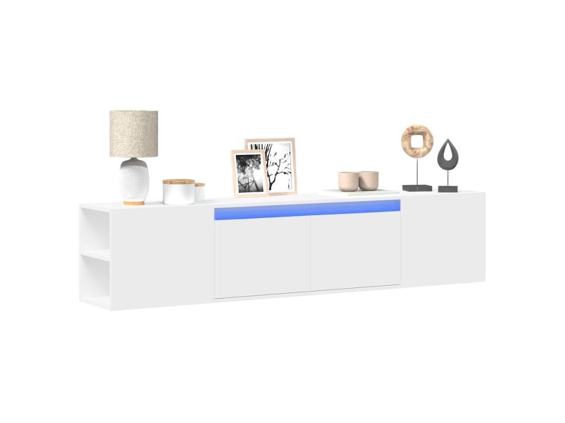 Vidaxl Móvel de Parede para Tv com Luzes Led 180x31x39,5 Cm Branco