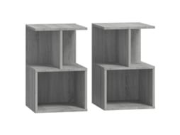 Conjunto de 2 Mesas Cabeceira em Derivado Madeira Cinzento Sonoma MAISON EXCLUSIVE (35x35x55 cm)