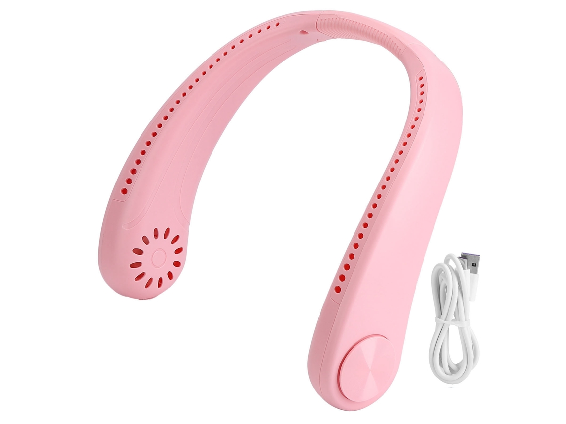 Ventilador sem pás para pescoço USB portátil leve silencioso ajustável 360° hands free rosa MARCA