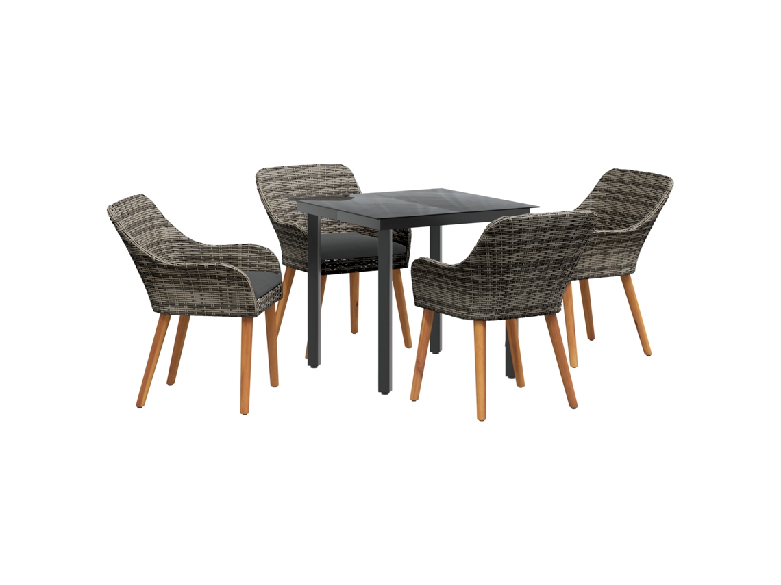 Conjunto 5 Móveis De Jardim Vidaxl Cinzento Vime Pe (80 X 80 X 74 Cm)