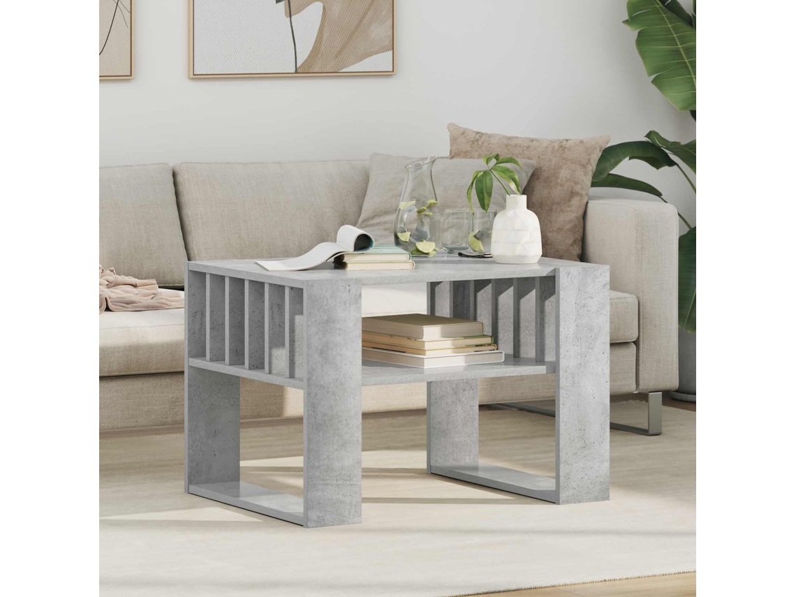 Vidaxl Mesa De Centro Cinzento 66 X 49,5 X 45 Cm Derivados De Madeira
