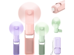Mini Ventilador Portátil Pessoal, Pacote De 3, 3 Velocidades De Vento, Prático Para Viagens, Com Bateria Recarregável Usb, Roxorosaverde Lalamoli