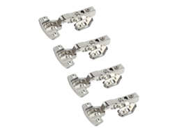 Conjunto de 4 dobradiças hidráulicas em aço inoxidável 304 com fechamento suave para portas de guarda-roupas e armários.