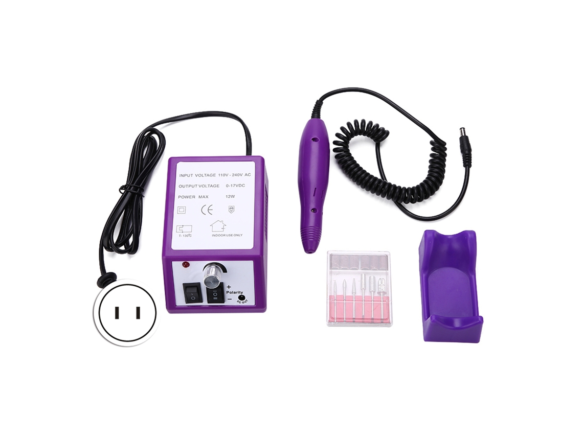 Máquina Eléctrica De Lixar Unhas Profissional Kit Manicure Pedicure Com Brocas E Acessorios Roxo