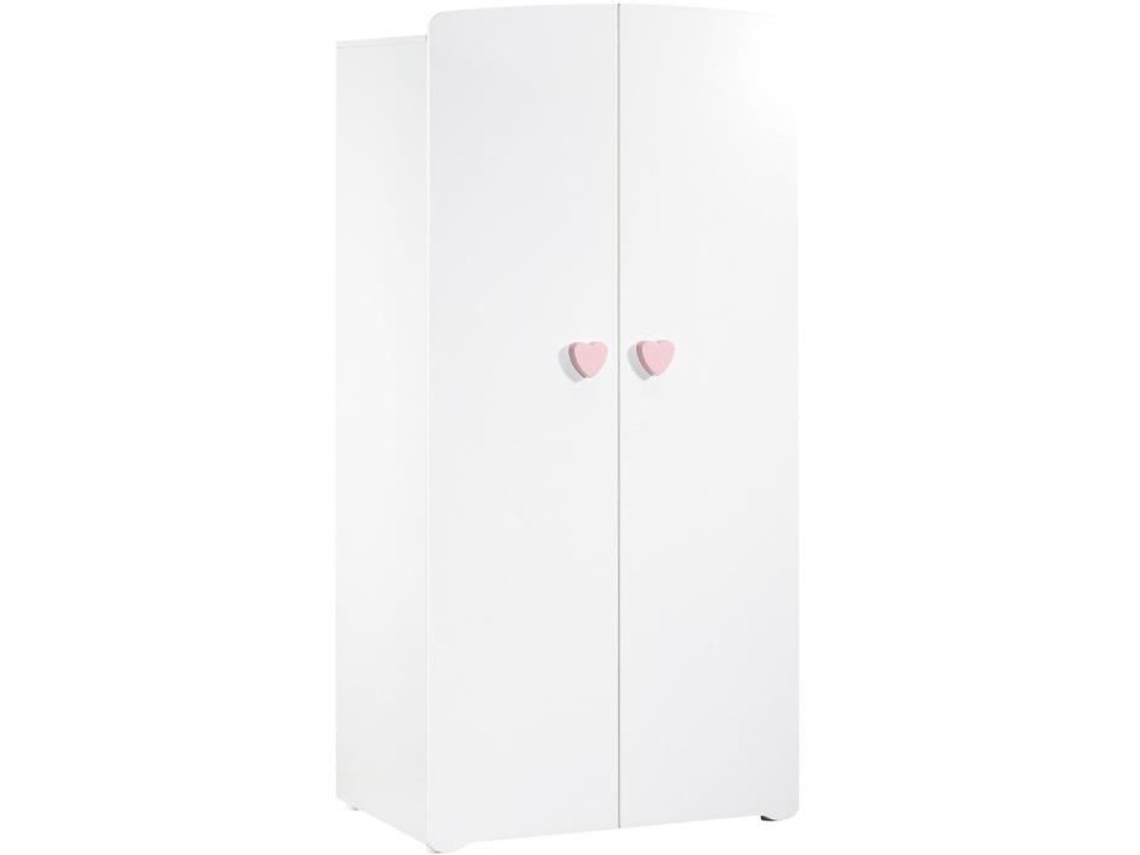 Guarda Roupa Bebé Basic Mdf Branco 2 Portas Botão Coração Rosa 85 X 175 X 56 Cm Baby Price