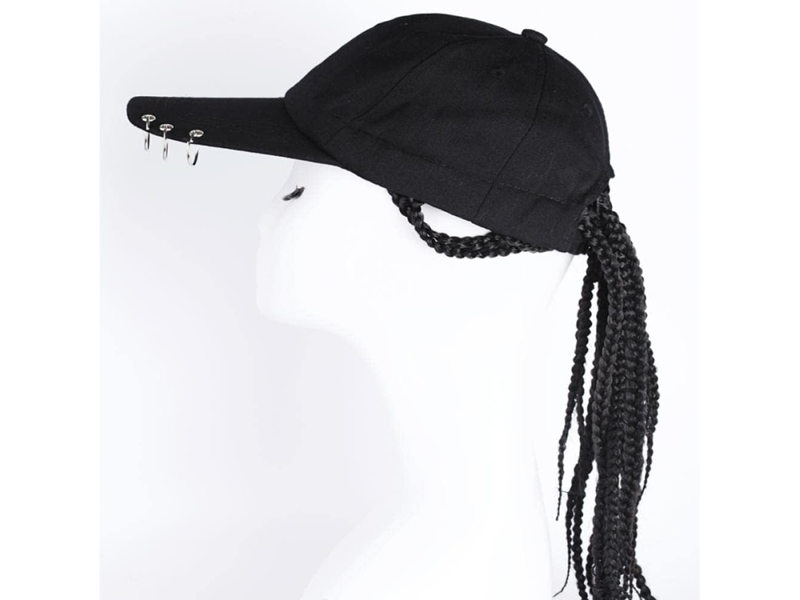 Boné com tranças, estilo hip hop, confortável, preto | S/MARCA