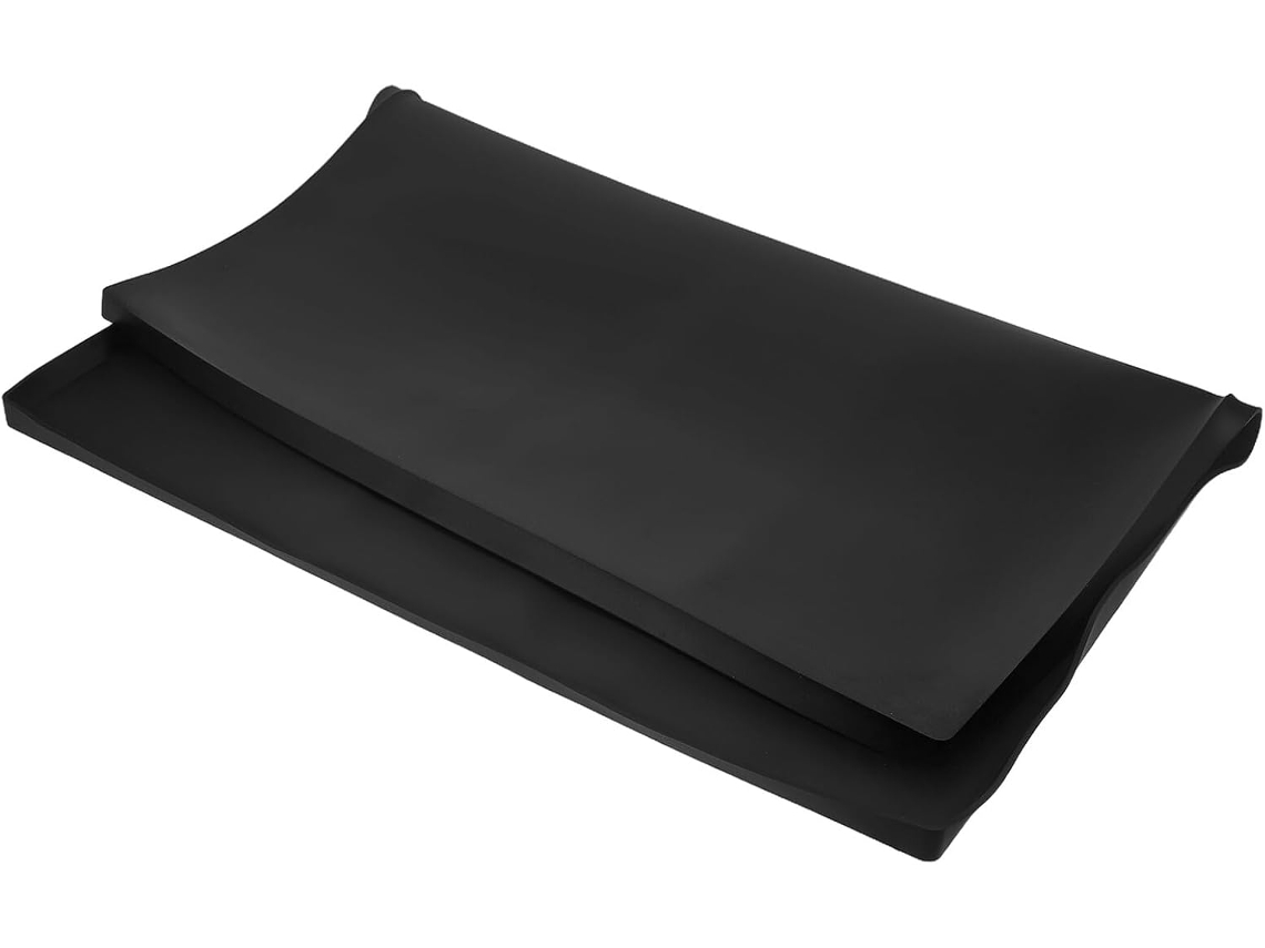 Bandeja Escorredora De Louça Em Silicone Preto Com Borda Elevada Para Evitar Vazamentos E Facilitar A Limpeza, Ideal