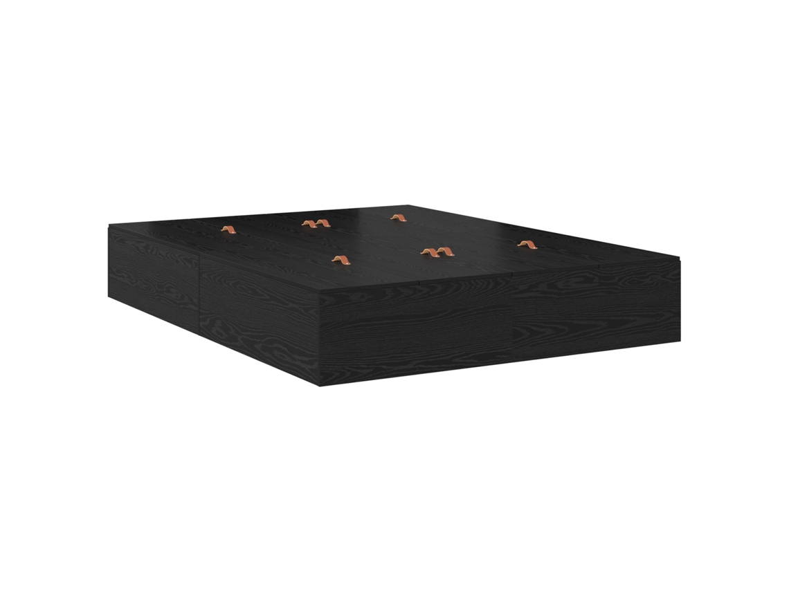 Estrado De Cama Moderno Em Carvalho Preto Vidaxl Black Wood (150x200 Cm)