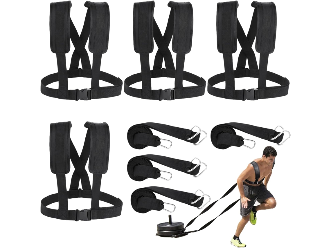 Conjunto De 4 Peças Cintos Resistência Para Treinamento Fitness, Equipamento Trenó Ajustável Com Alças Ombro