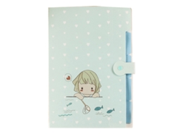 Carpeta Expansível de Pp de Cor Doce com Aparência Bonita, Fecho de Pressão e Borda Mecânica Azul para Meninas