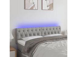 Vidaxl Cabeceira De Cama C/luzes Led Tecido 160x7x78/88 Cm Cinza-claro