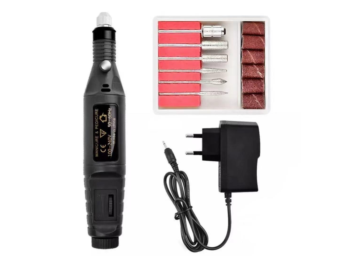 Lixa Elétrica De Unhas Com 6 Partes, Preta.-aquaforge