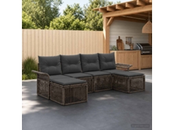 Vidaxl Conjunto De Sofá De Jardim 6 Pcs Cinzento Vime Pe