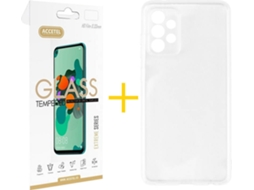 Capa e Película de Vidro Samsung Galaxy A32 4G ACCETEL Silicone Líquido Transparente
