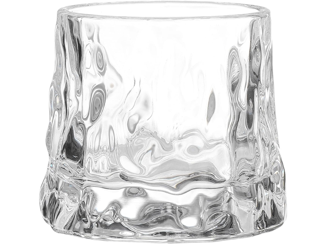 Copo De Uísque Giratório Martelado De 250ml Em Vidro Transparente.