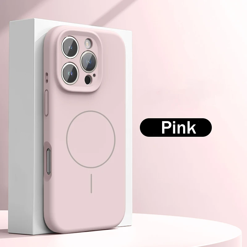 Capa De Silicone Líquido (rosa Para Iphone 16 Plus) Compatível Com Carregamento Sem Fio E Função Magnética.