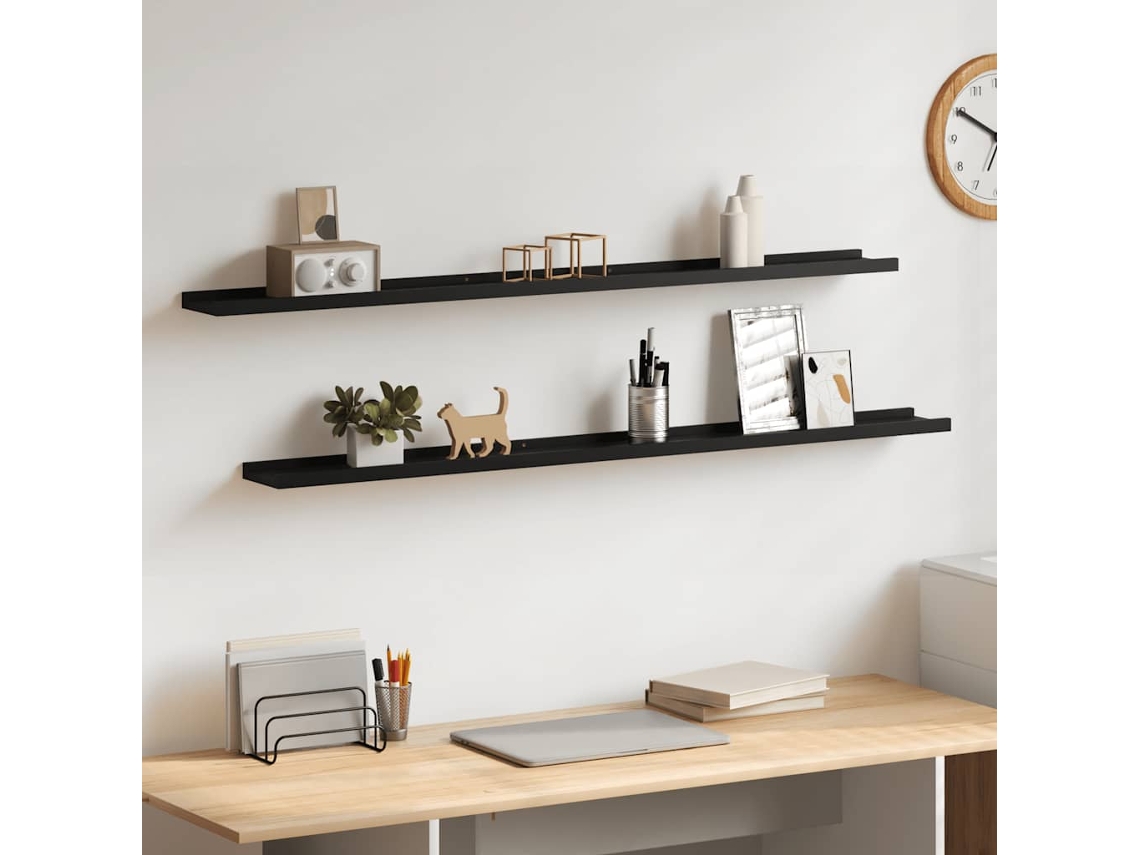 Vidaxl Prateleiras De Parede 2 Pcs 115x9x3 Cm Preto