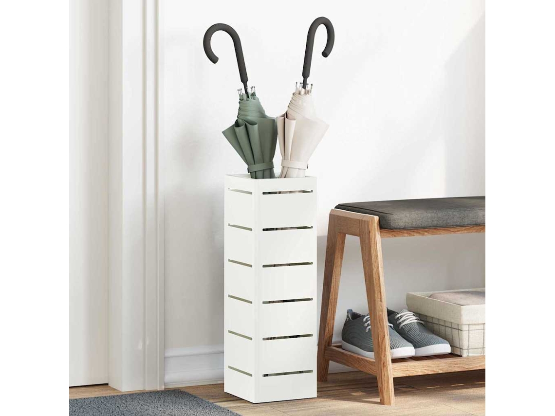 Vidaxl Suporte Para Guarda-chuva De Chuva Branco 15,5 X 15,5 X 49 Cm
