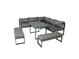 Marbella Conjunto De Jardim Cinzento Escuro Para 7/9 Pessoas Com Sofá + 2 Bancos