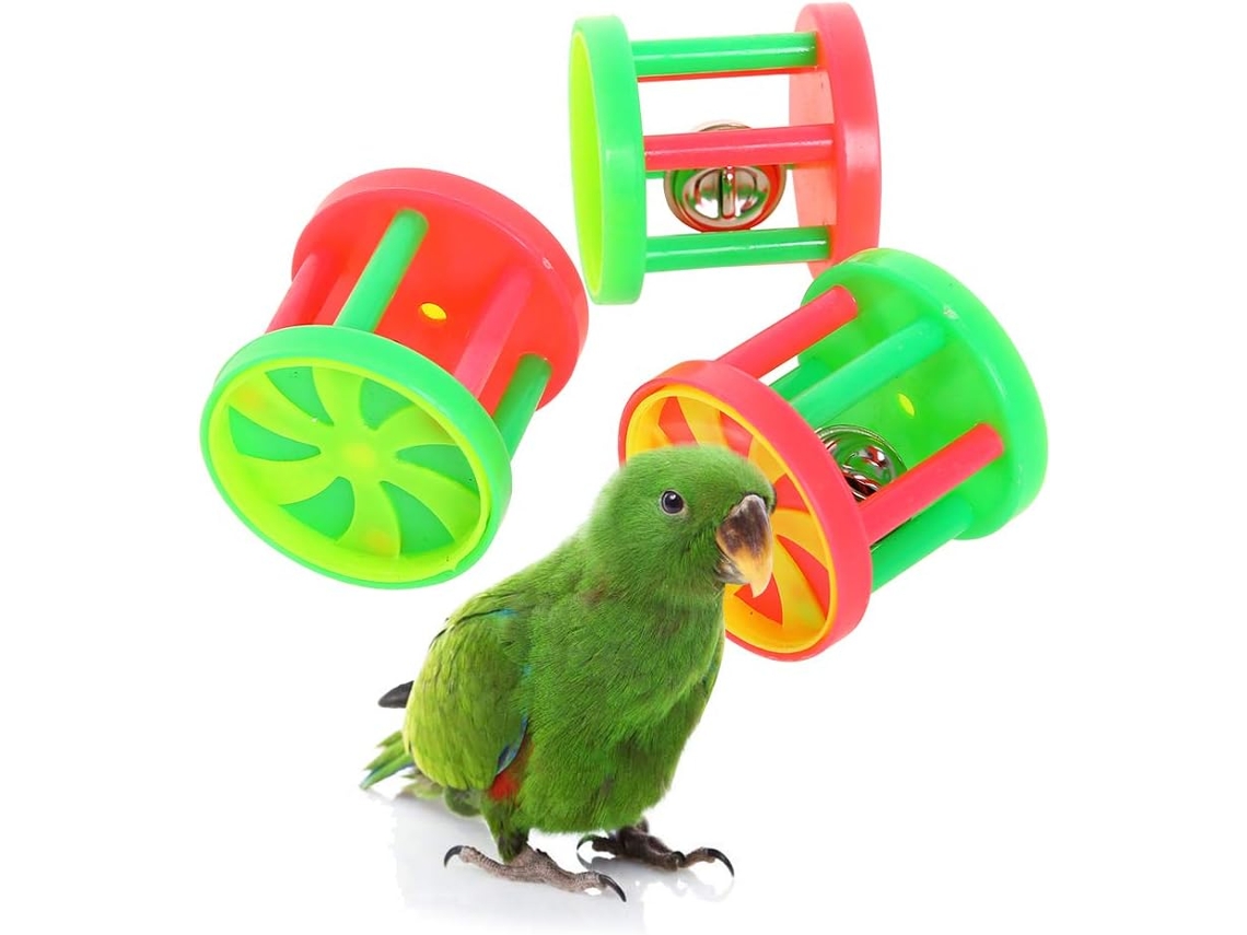 Brinquedo para os Pés do Papagaio com Sino e Comedouro AQUAFORGE