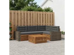 Vidaxl Conjunto De Sofás Para Exterior 5 Pcs Natural E Antracite