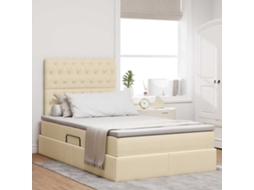Vidaxl Cama De Armazenamento Led Com Colchão Creme 120 X 200 Cm Tecido