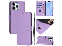 Capa De Couro Sintético Para Iphone 16 Pro Max - Toque Suave - Cor Sólida - Com Cordão